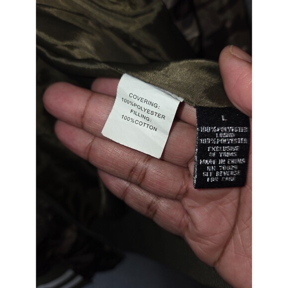 Y2K Rue 21 Womens Camo Bomber Varsity Jacket Large Army Green Black Tan Grunge - Picture 10 of 10